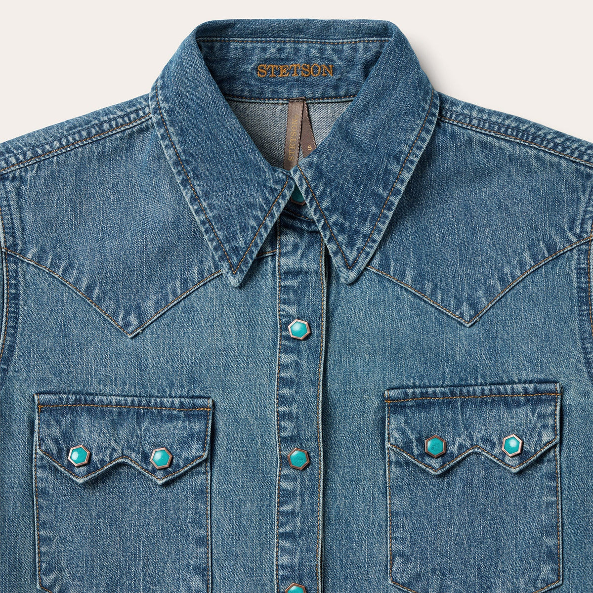 Turquoise Snap Western Denim Shirt Blue - Stetson