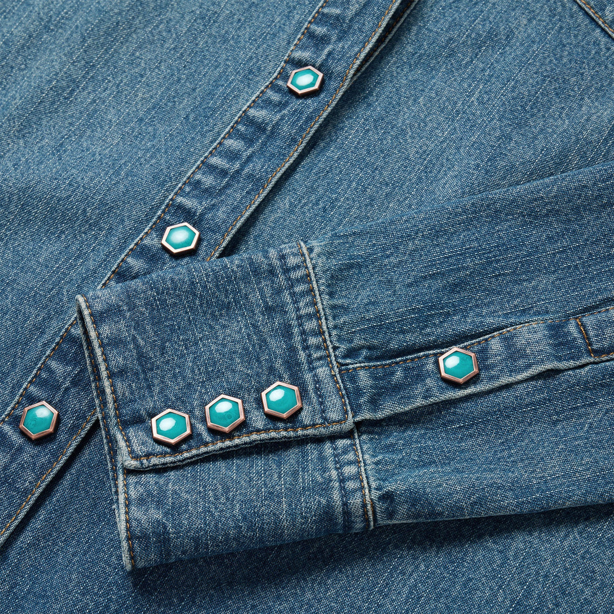Turquoise Snap Western Denim Shirt Blue - Stetson