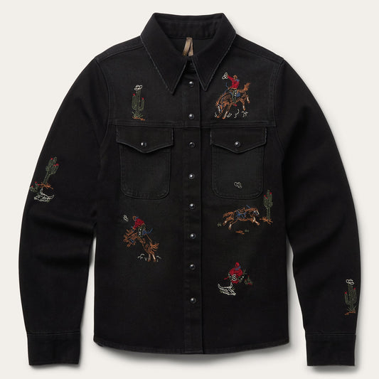 Embroidered Black Denim Shirt Black - Stetson
