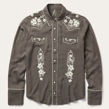 Embroidered Retro Western Shirt Brown - Stetson