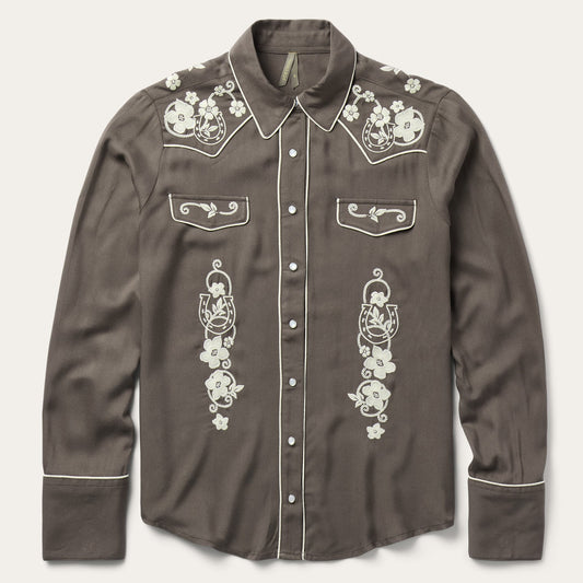 Embroidered Retro Western Shirt Brown - Stetson