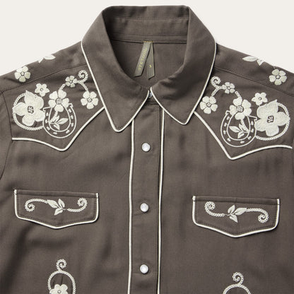 Embroidered Retro Western Shirt Brown - Stetson
