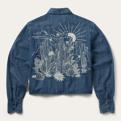 Embroidered Denim Crop Top Blue - Stetson