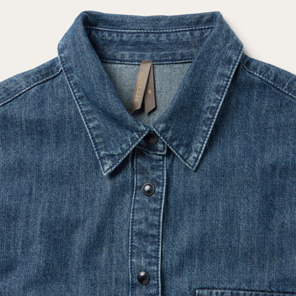 Embroidered Denim Crop Top Blue - Stetson