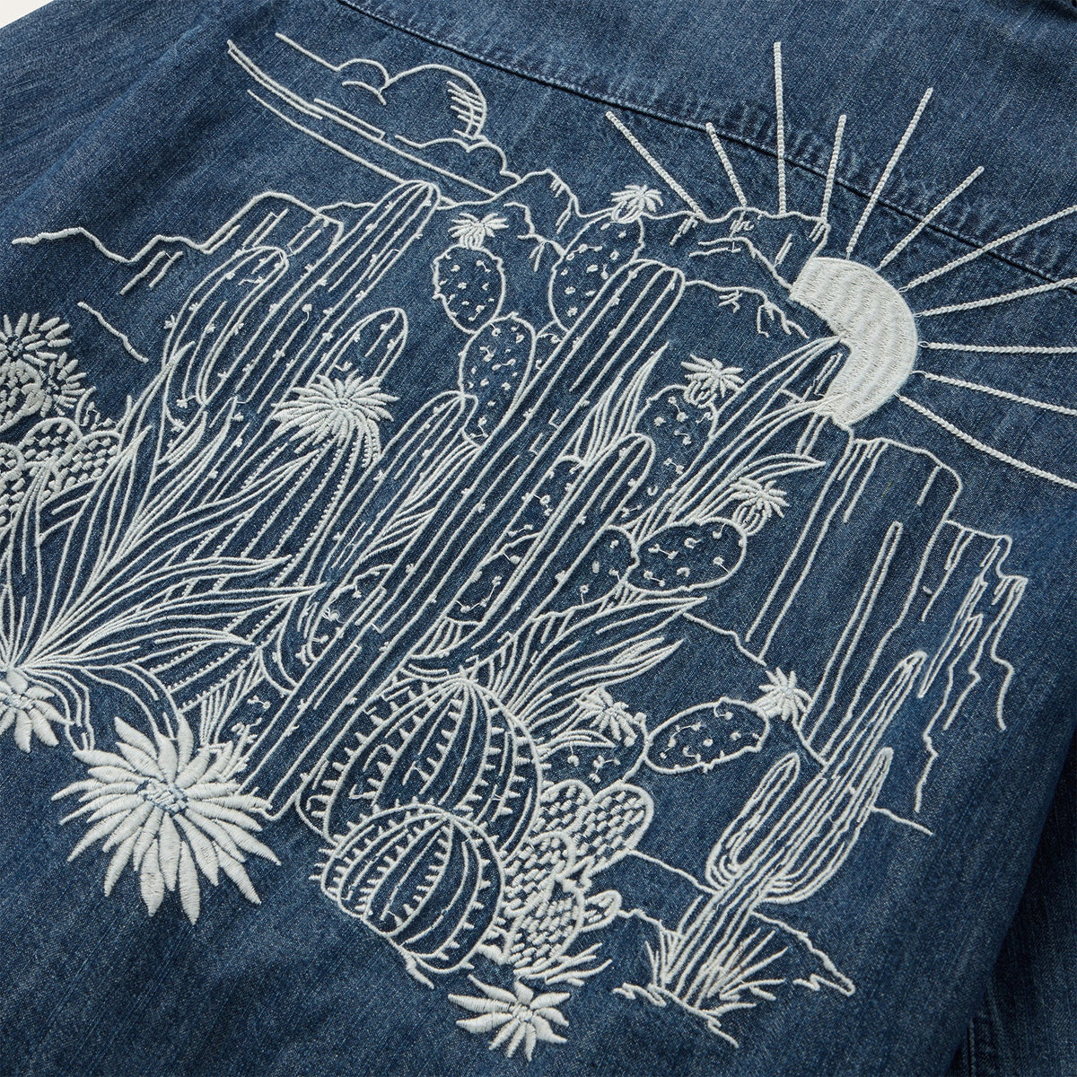 Embroidered Denim Crop Top Blue - Stetson
