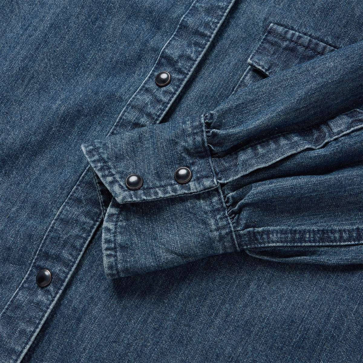Embroidered Denim Crop Top Blue - Stetson