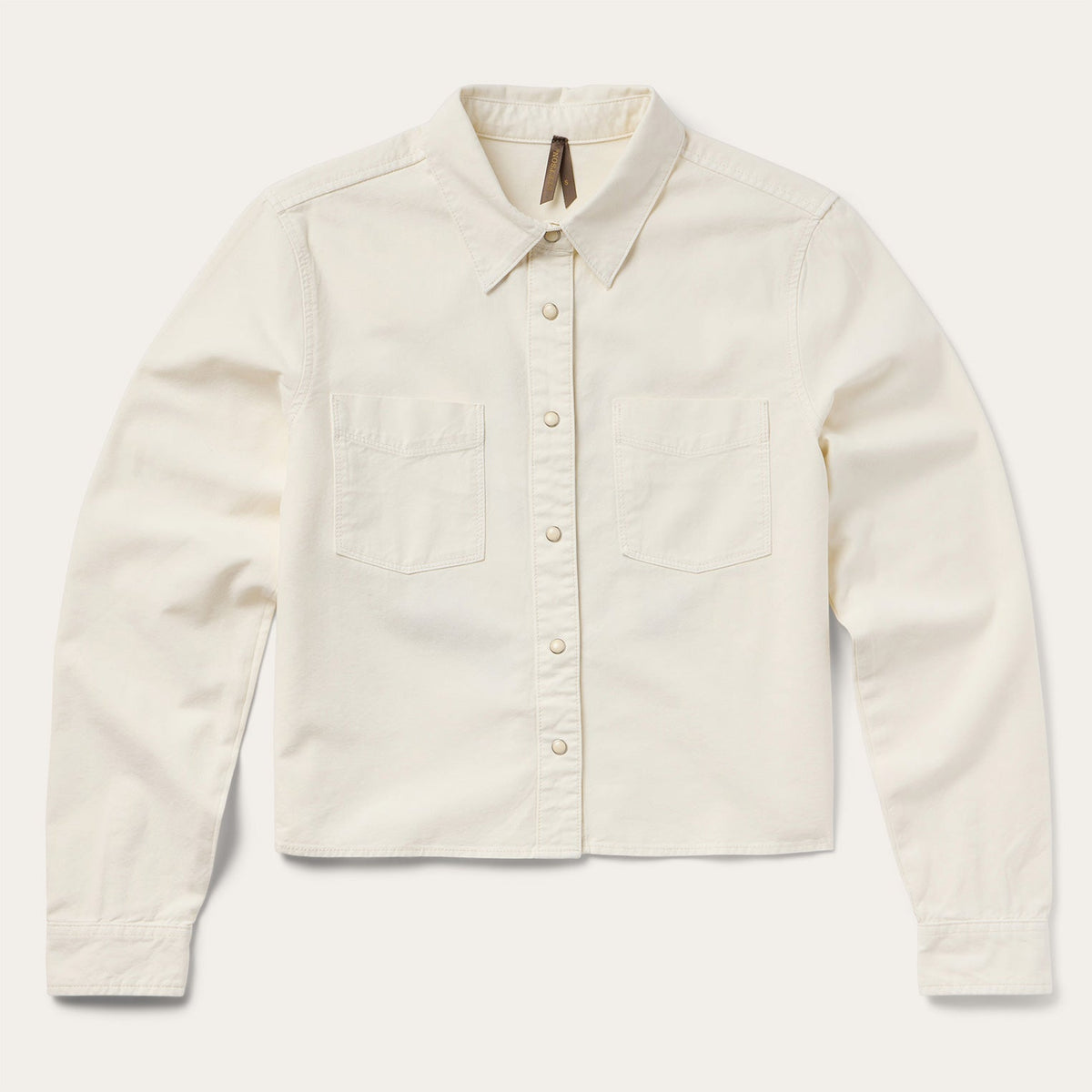 Embroidered Cream Denim Cropped Shirt White - Stetson