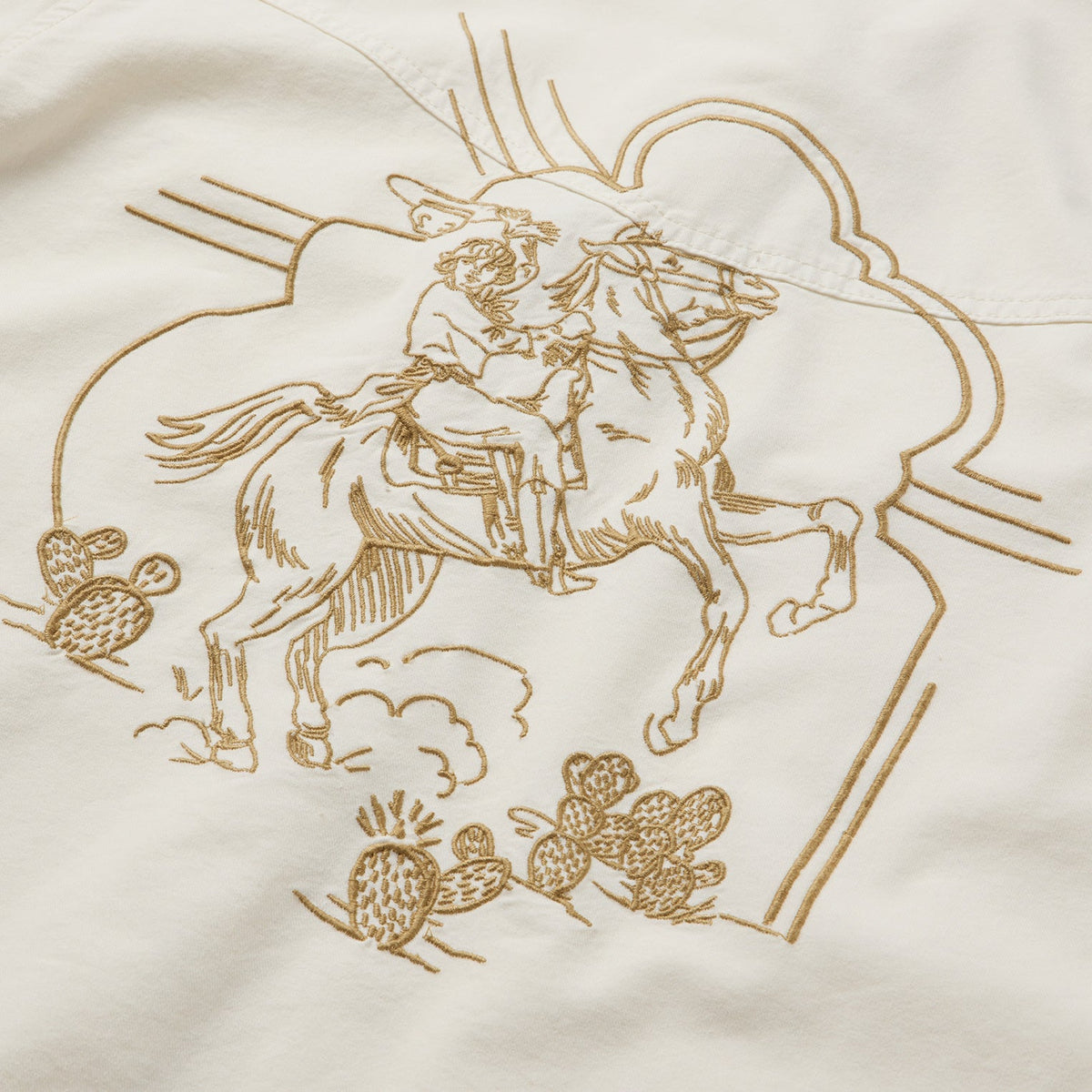 Embroidered Cream Denim Cropped Shirt White - Stetson