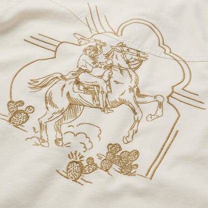 Embroidered Cream Denim Cropped Shirt White - Stetson