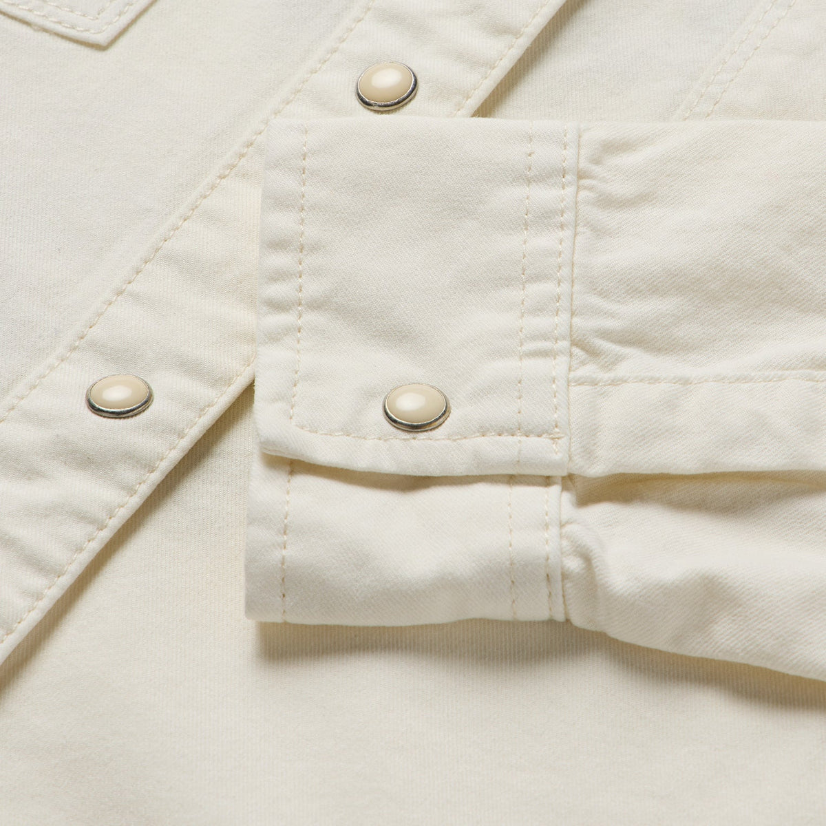 Embroidered Cream Denim Cropped Shirt White - Stetson