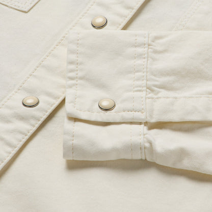Embroidered Cream Denim Cropped Shirt White - Stetson