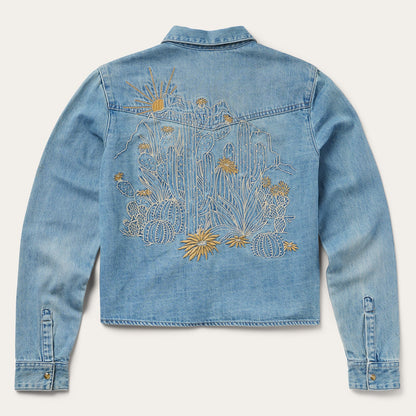 Embroidered Denim Cropped Shirt Blue - Stetson