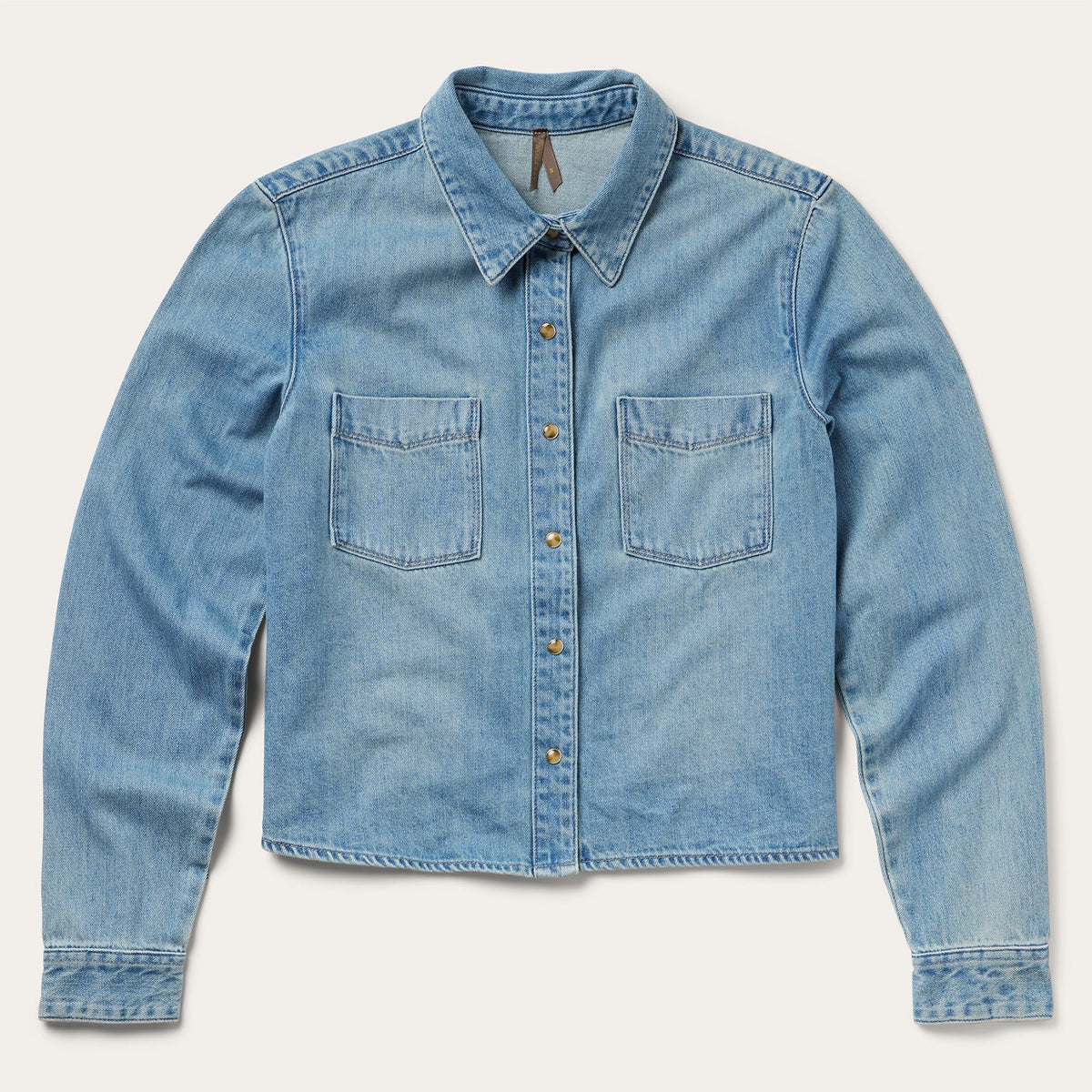 Embroidered Denim Cropped Shirt Blue - Stetson
