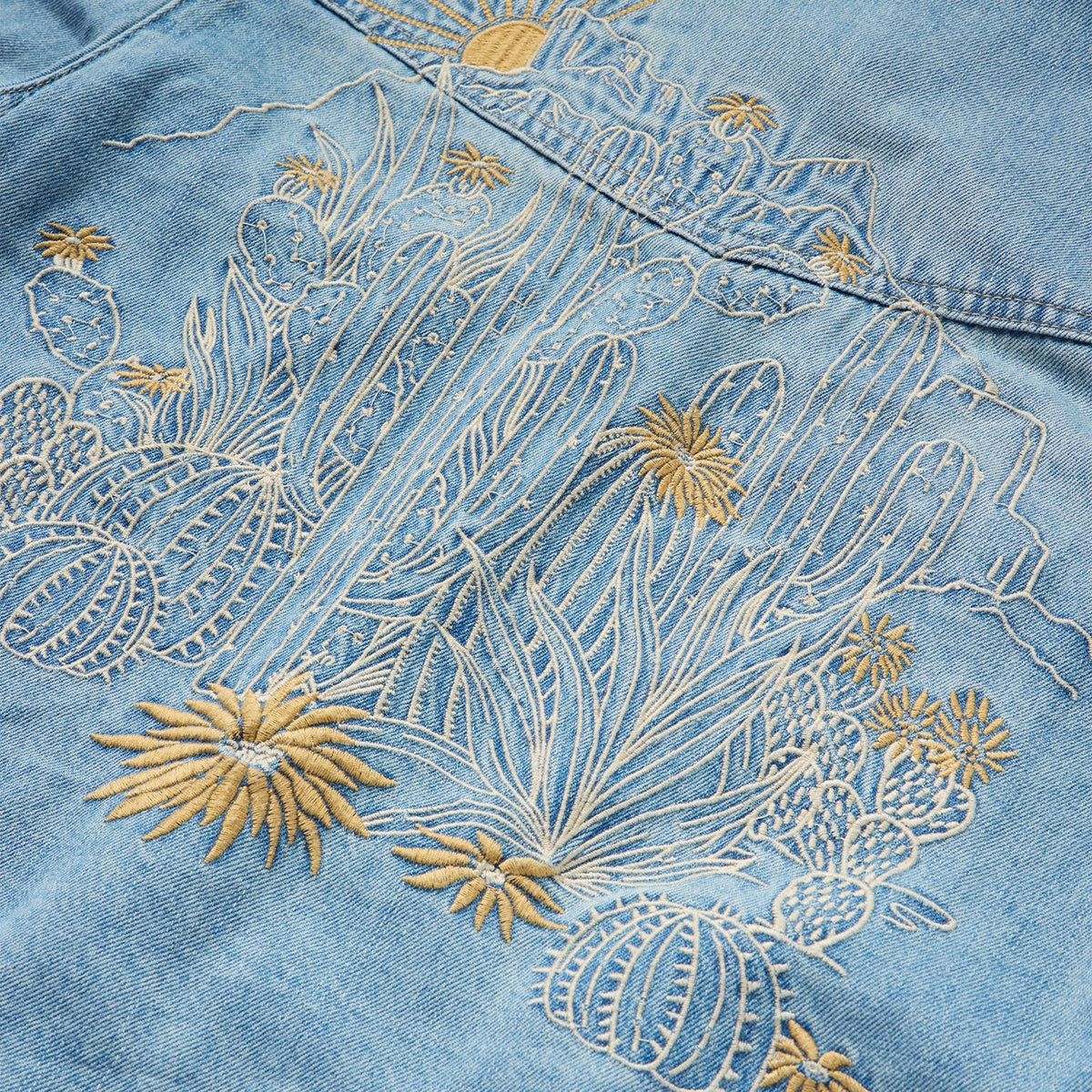 Embroidered Denim Cropped Shirt Blue - Stetson