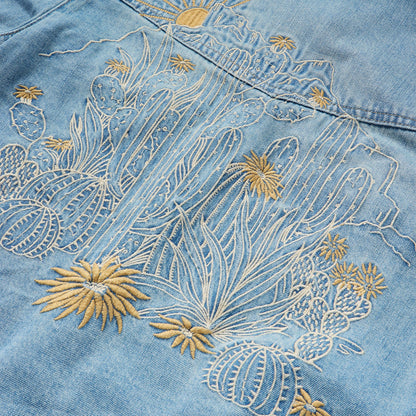 Embroidered Denim Cropped Shirt Blue - Stetson