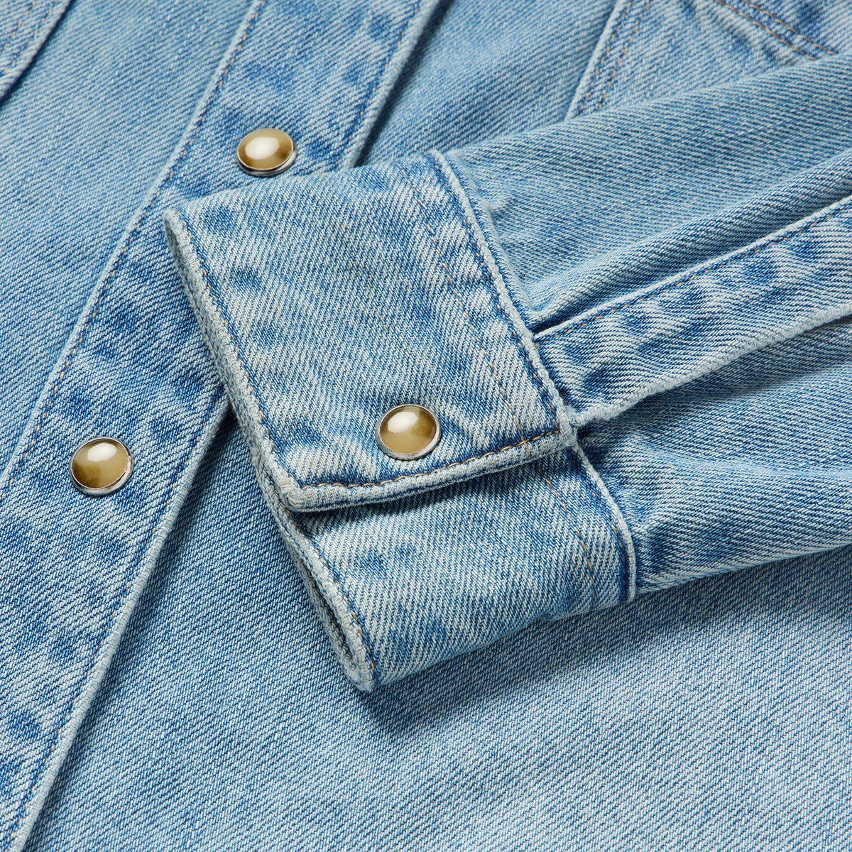 Embroidered Denim Cropped Shirt Blue - Stetson
