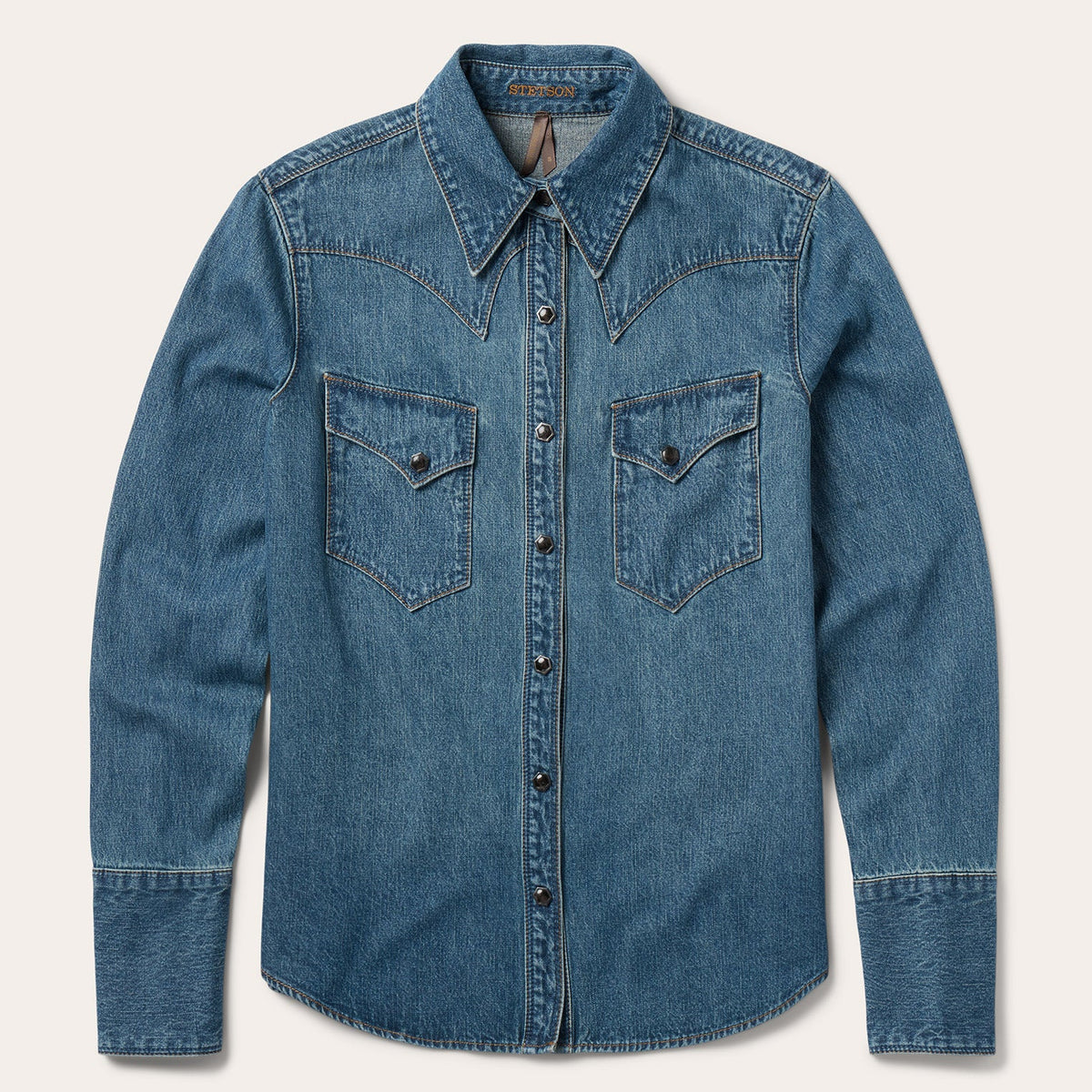 Chocolate Snap Western Denim Shirt Blue - Stetson
