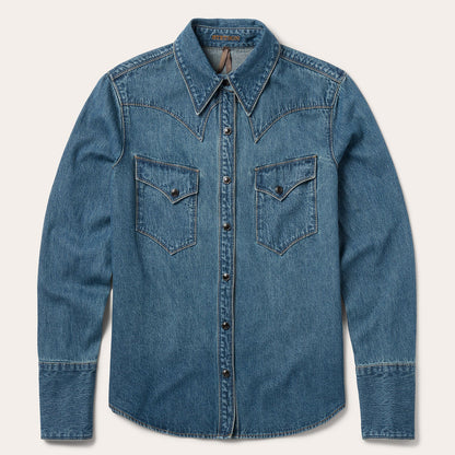 Chocolate Snap Western Denim Shirt Blue - Stetson
