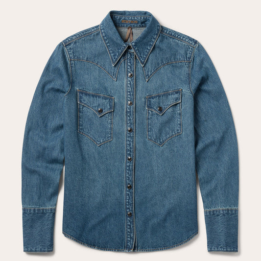 Chocolate Snap Western Denim Shirt Blue - Stetson