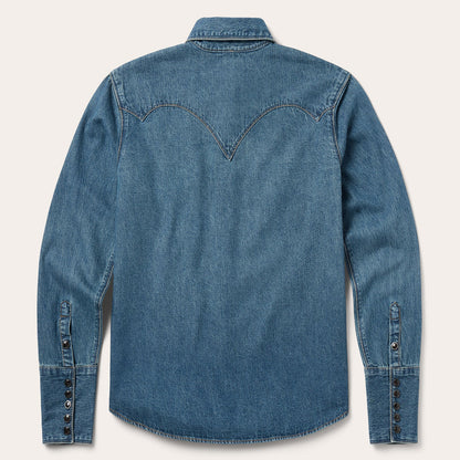 Chocolate Snap Western Denim Shirt Blue - Stetson