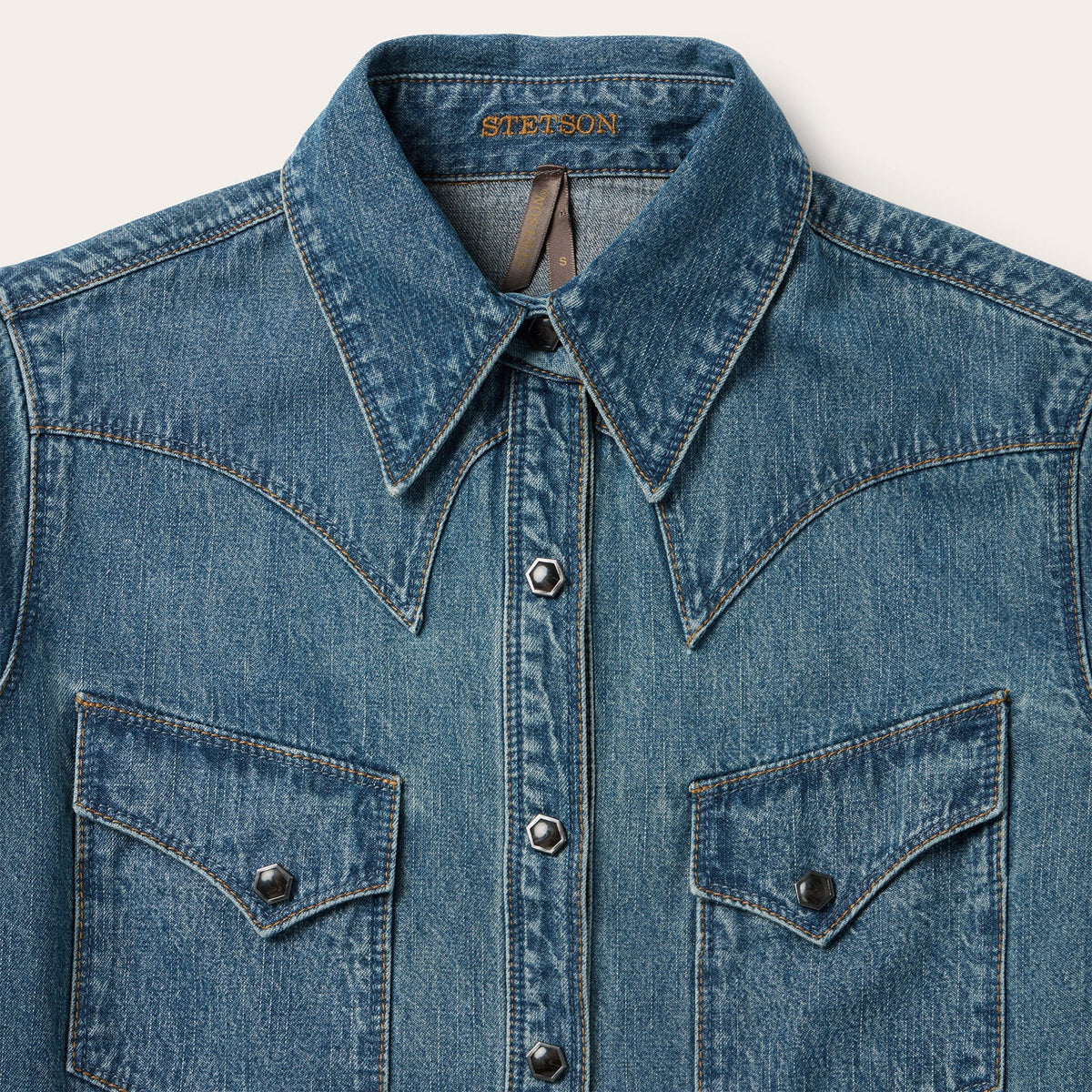 Chocolate Snap Western Denim Shirt Blue - Stetson