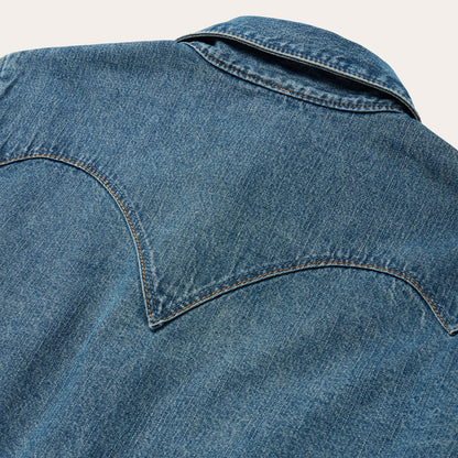 Chocolate Snap Western Denim Shirt Blue - Stetson