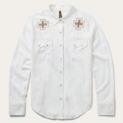 Embroidered Western Shirt White - Stetson