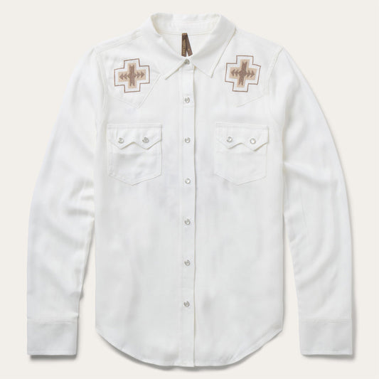 Embroidered Western Shirt White - Stetson