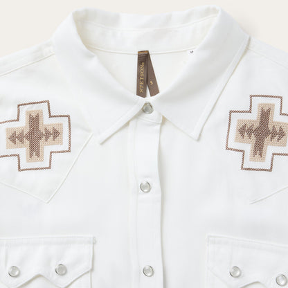 Embroidered Western Shirt White - Stetson