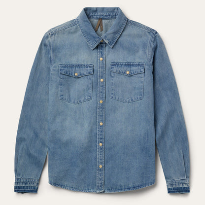 Loose Fit Denim Snap-Front Shirt Blue - Stetson