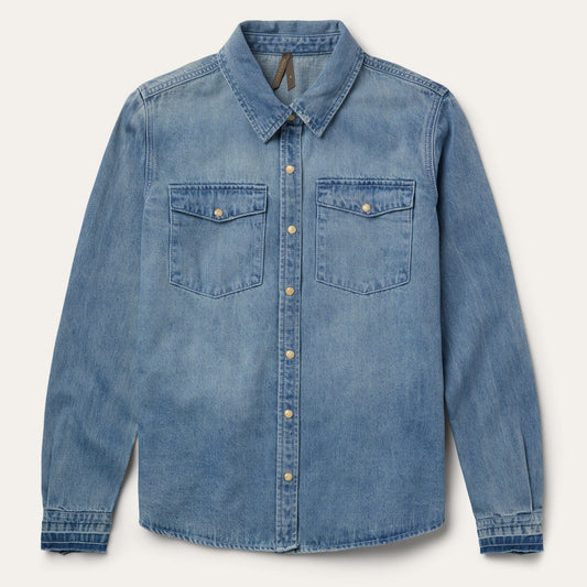 Loose Fit Denim Snap-Front Shirt Blue - Stetson
