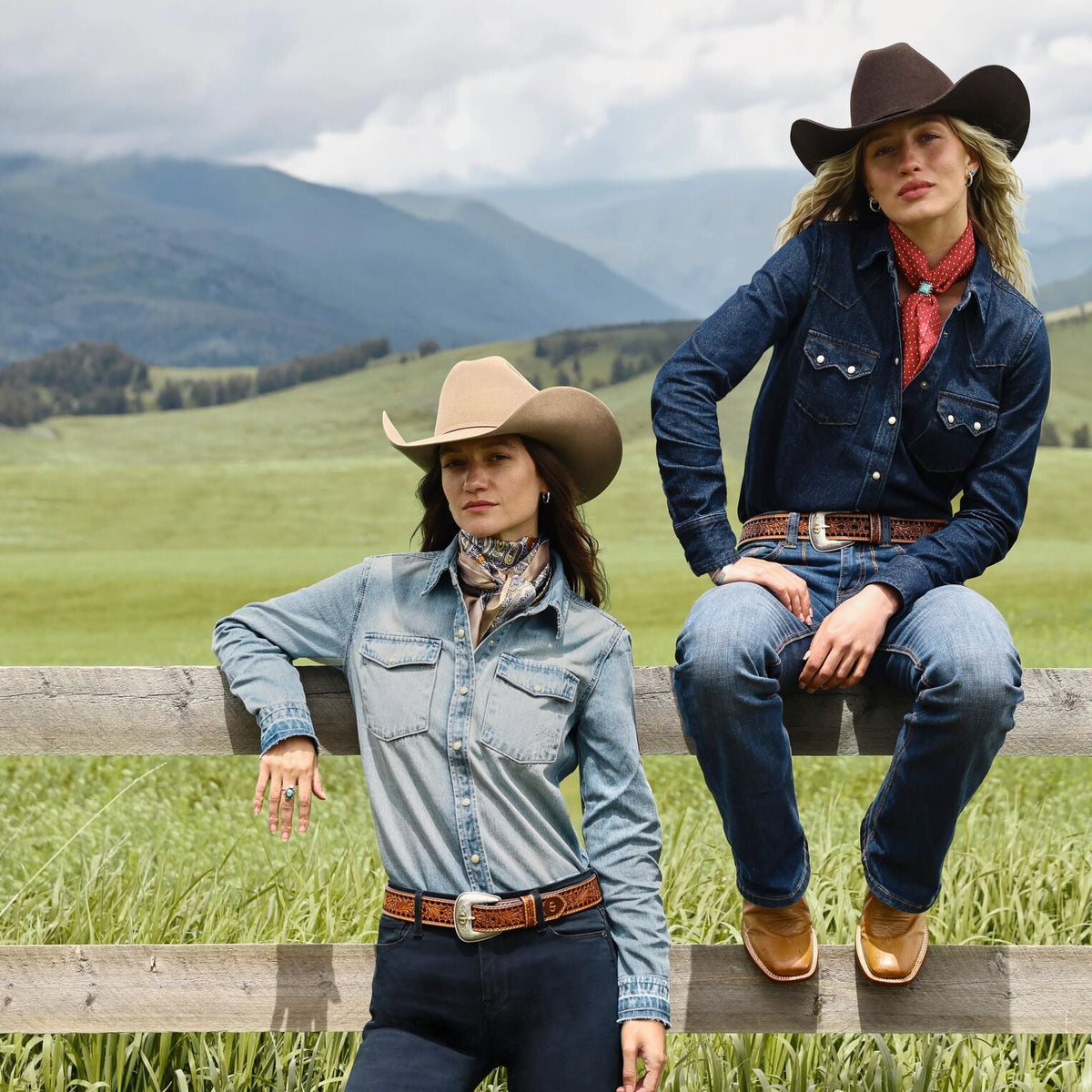 Loose Fit Denim Snap-Front Shirt Blue - Stetson