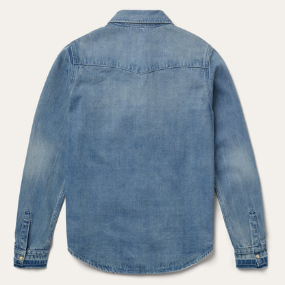 Loose Fit Denim Snap-Front Shirt Blue - Stetson