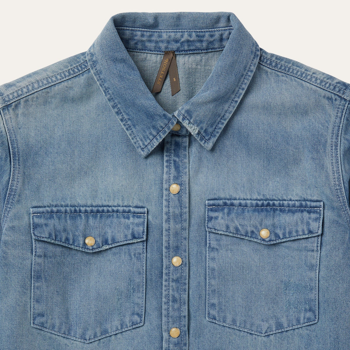 Loose Fit Denim Snap-Front Shirt Blue - Stetson