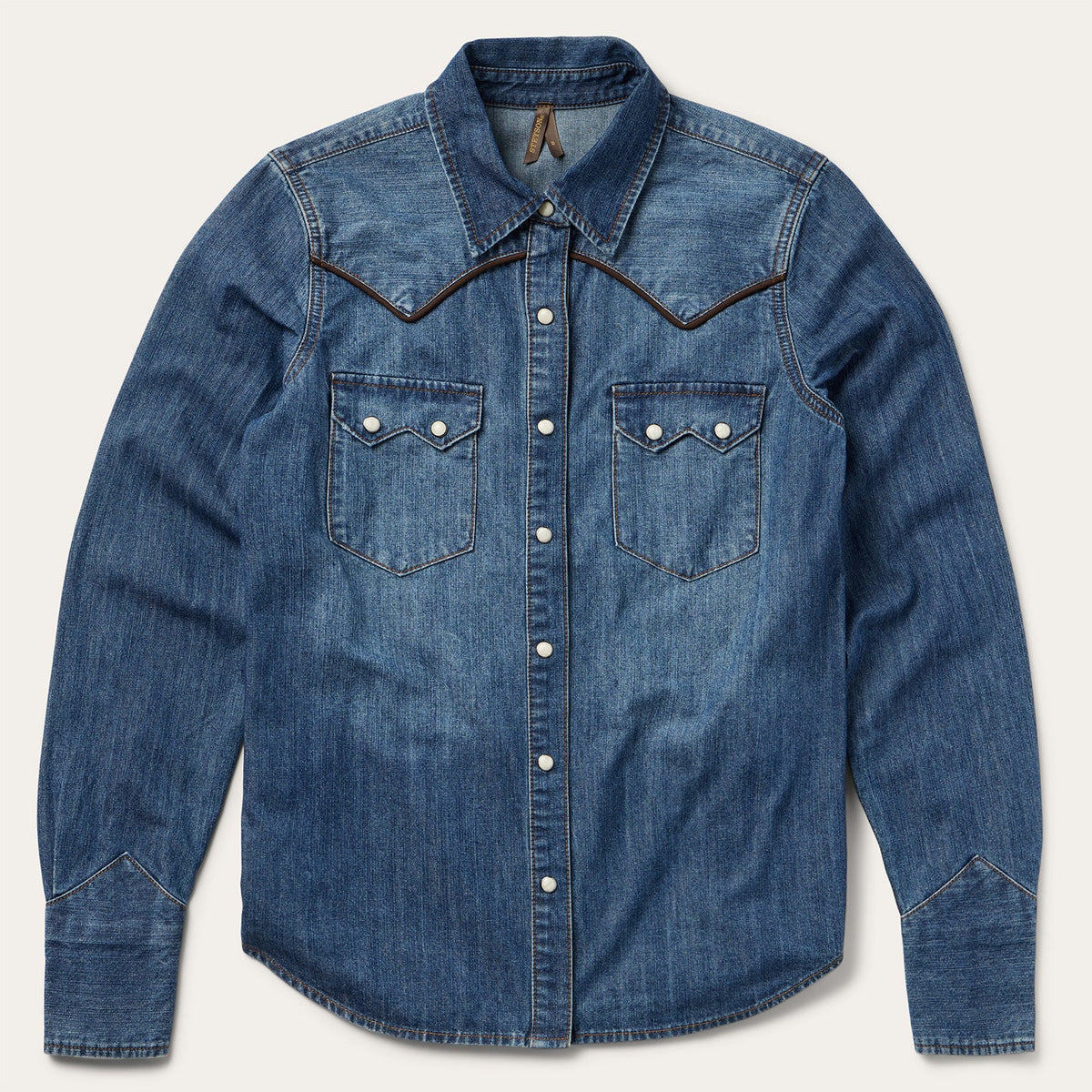 Piped Dark Denim Western Shirt Blue - Stetson