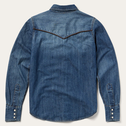 Piped Dark Denim Western Shirt Blue - Stetson