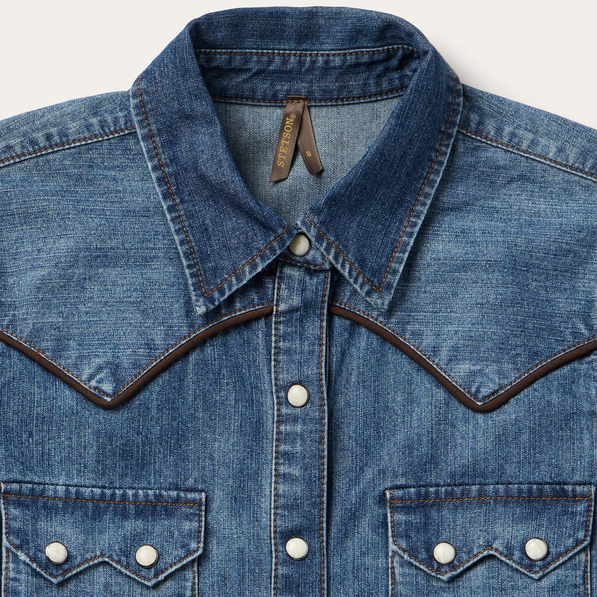 Piped Dark Denim Western Shirt Blue - Stetson