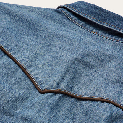 Piped Dark Denim Western Shirt Blue - Stetson