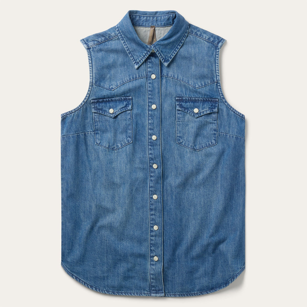 Embroidered Sleeveless Denim Shirt Blue - Stetson