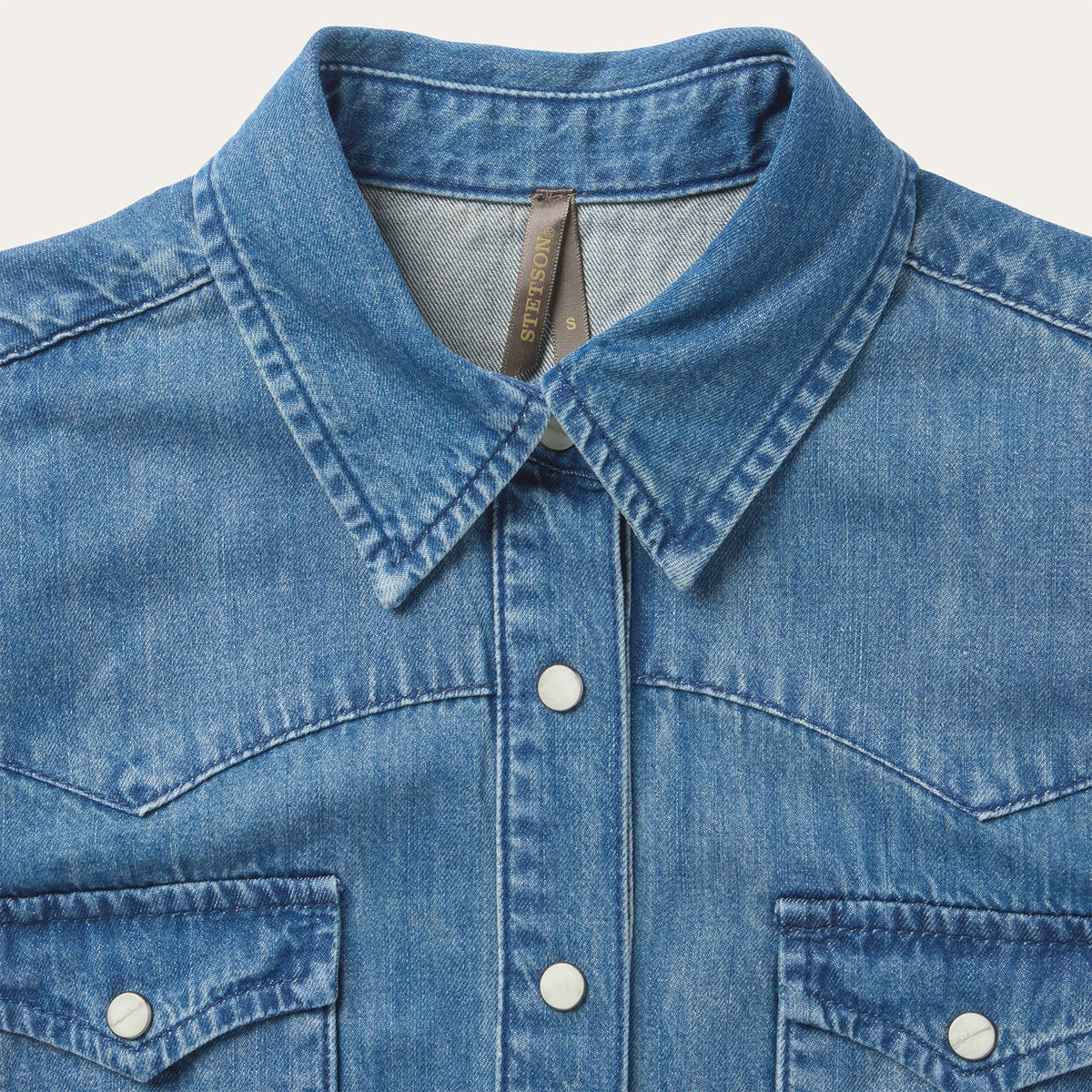 Embroidered Sleeveless Denim Shirt Blue - Stetson