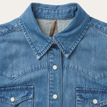 Embroidered Sleeveless Denim Shirt Blue - Stetson