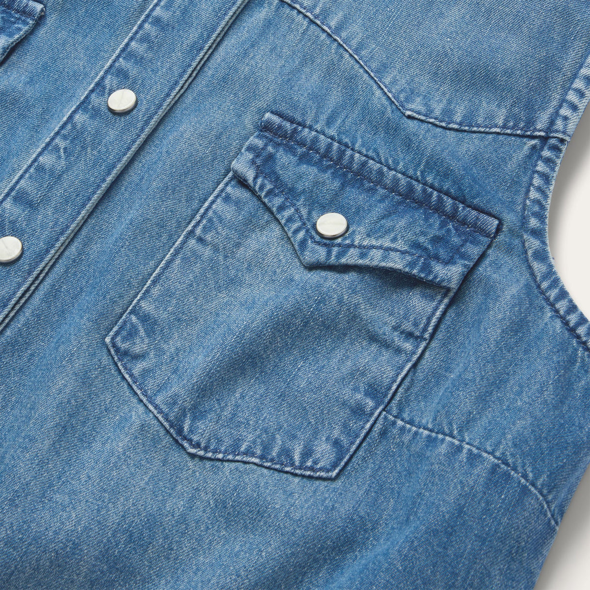 Embroidered Sleeveless Denim Shirt Blue - Stetson