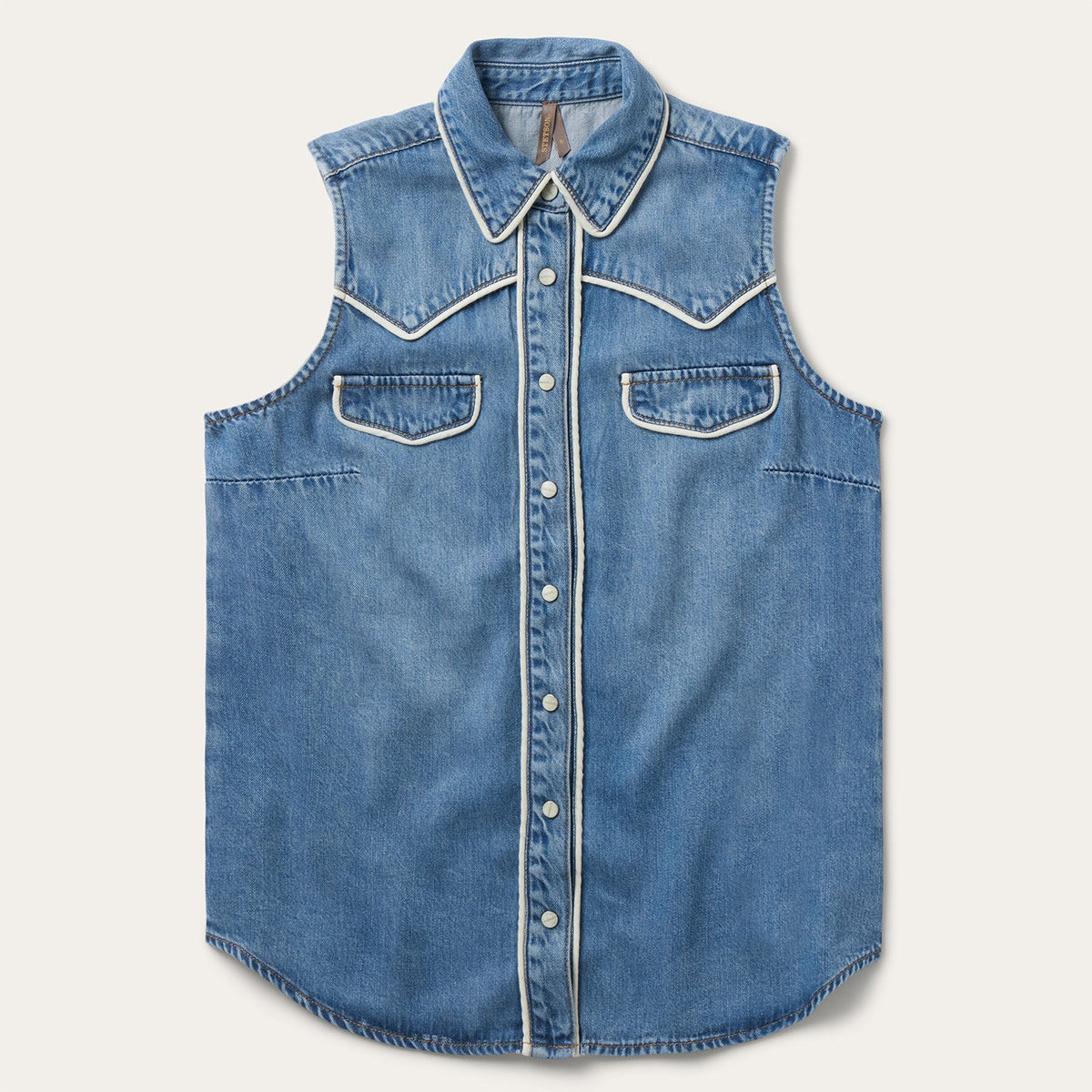 Piped Denim Sleeveless Shirt Blue - Stetson