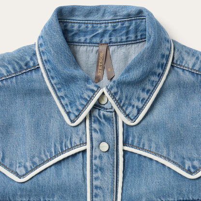 Piped Denim Sleeveless Shirt Blue - Stetson