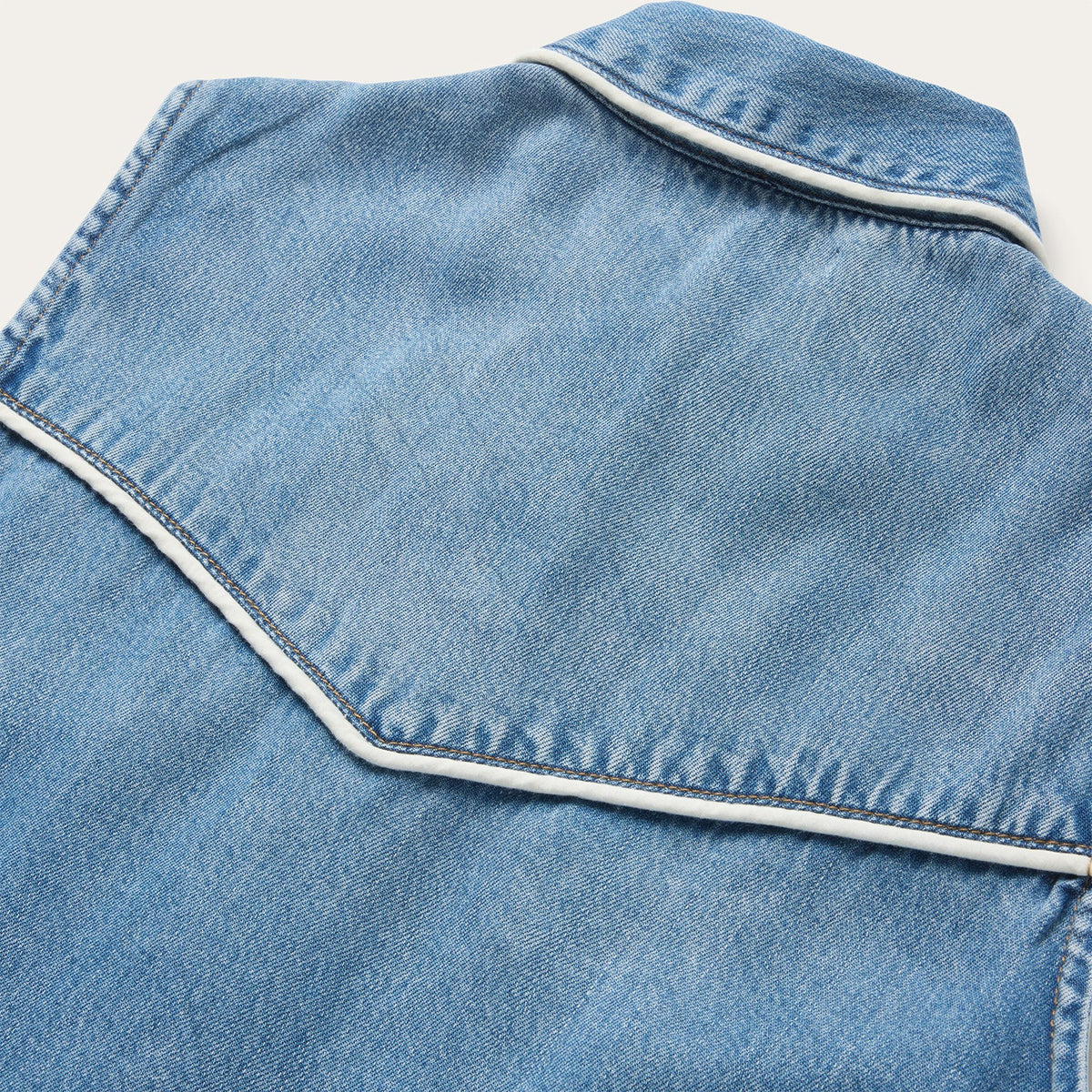 Piped Denim Sleeveless Shirt Blue - Stetson