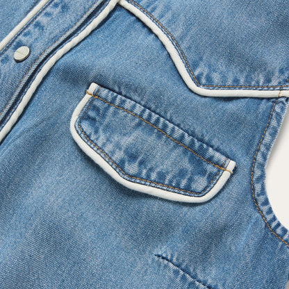 Piped Denim Sleeveless Shirt Blue - Stetson
