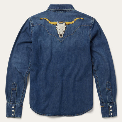 Embroidered Dark Denim Western Shirt Blue - Stetson