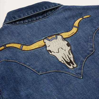 Embroidered Dark Denim Western Shirt Blue - Stetson