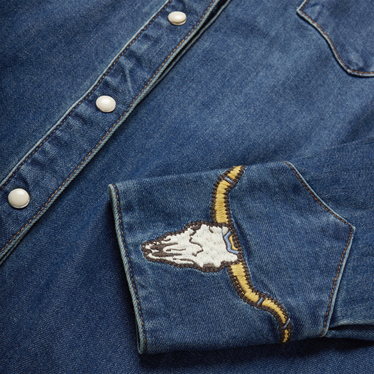 Embroidered Dark Denim Western Shirt Blue - Stetson