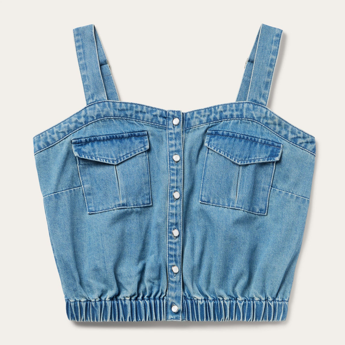 Button Front Denim Tank Top Blue - Stetson